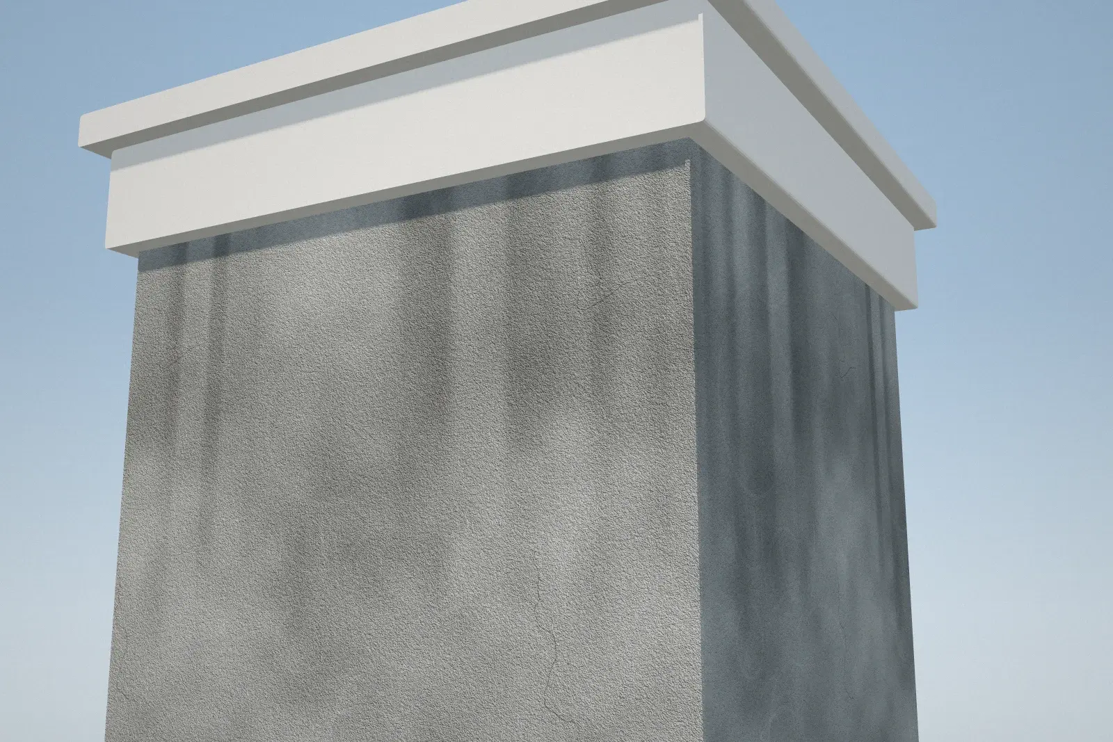 Gate pillar in Golden, before: bare cement plaster