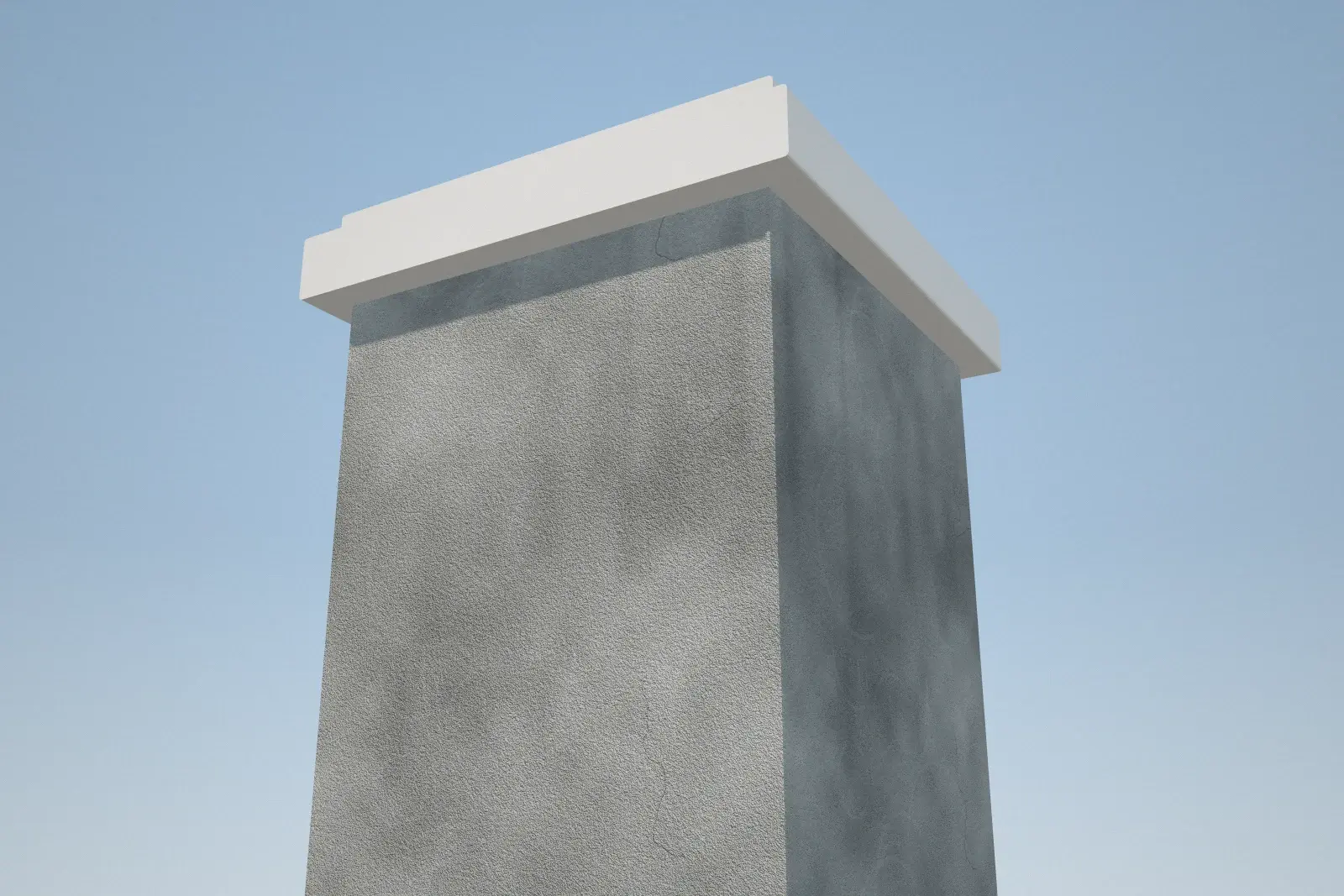 Gate pillar in Salt & Pepper, before: bare cement plaster