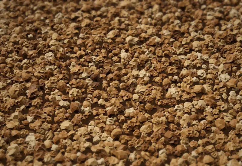 Loose golden marble chips, close-up
