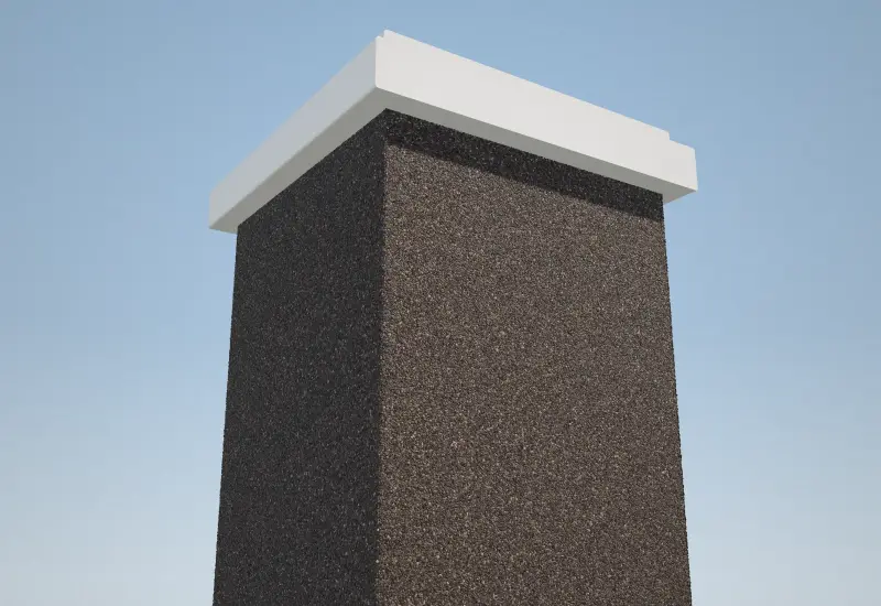 Pillar finished in Chocolate marble texture paint with a white cap