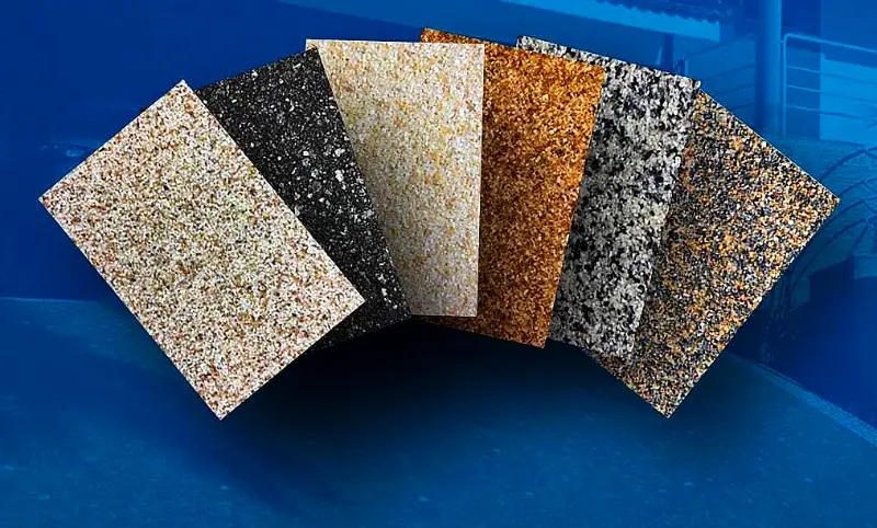 Sample boards of marble texture in six colours